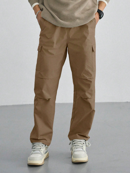 Men's Solid Color Workwear Style Pocket Casual Pants