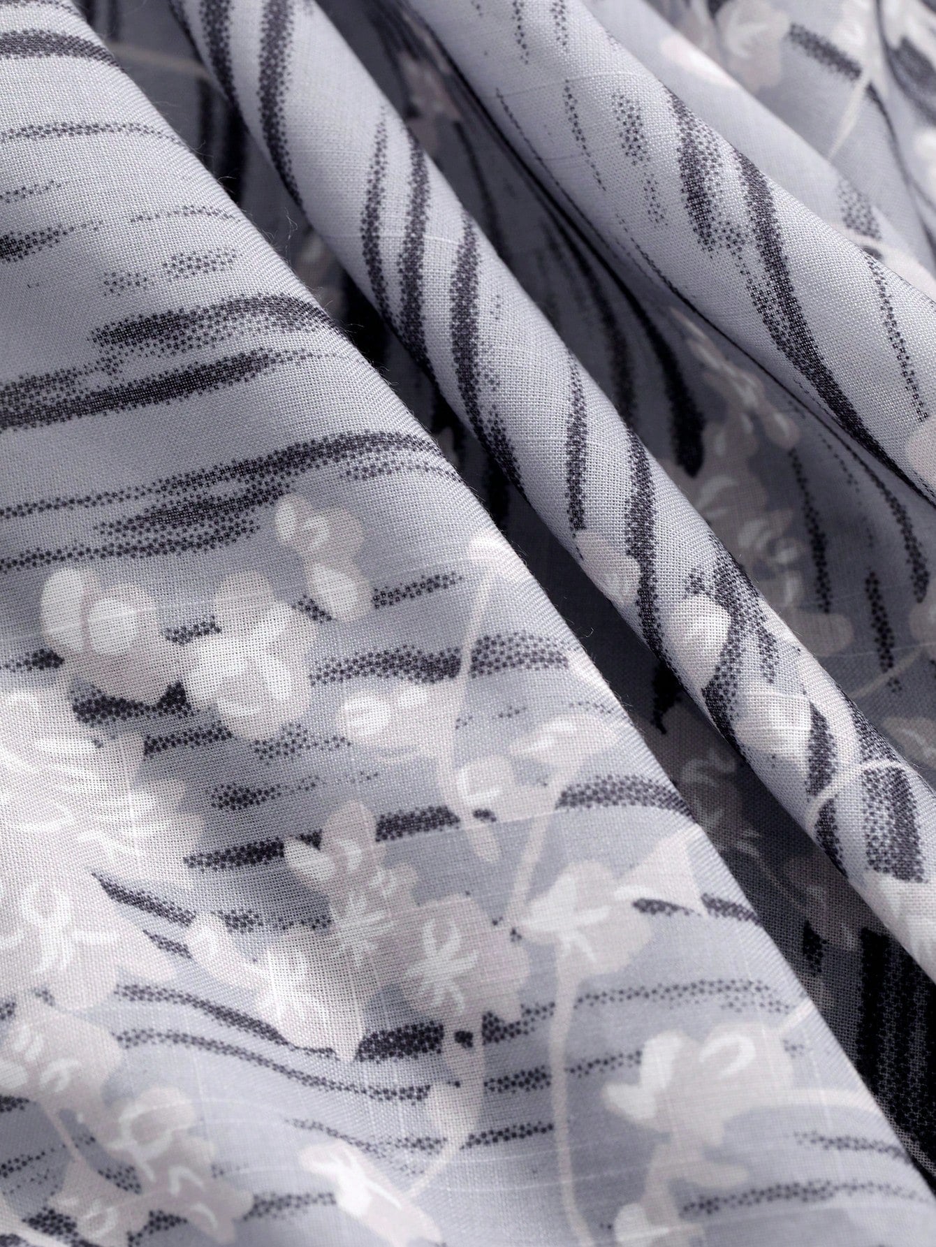 Women's Striped & Flower Printed V-Neck Loose Fit Shirt With Design Sense