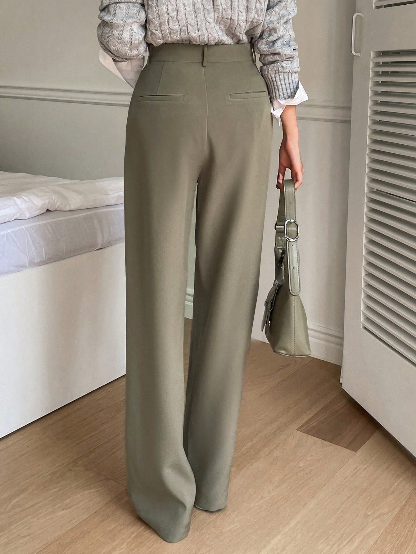 Plicated Detail Suit Pants
